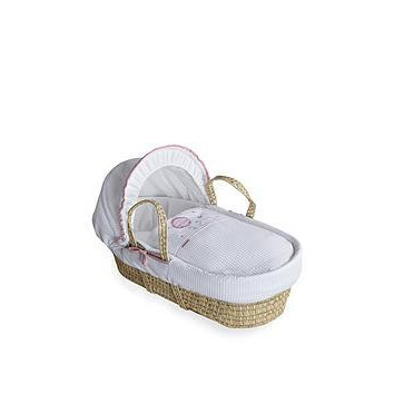 Clair De Lune Over The Moon Palm Moses Basket - Pink