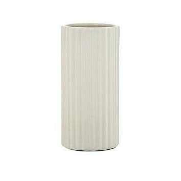 White Simple Rib Ceramic Vase