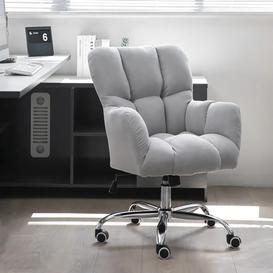 image-Modern Office Chair Upholstered Cotton&Linen Swivel Task Chair Height Adjustable