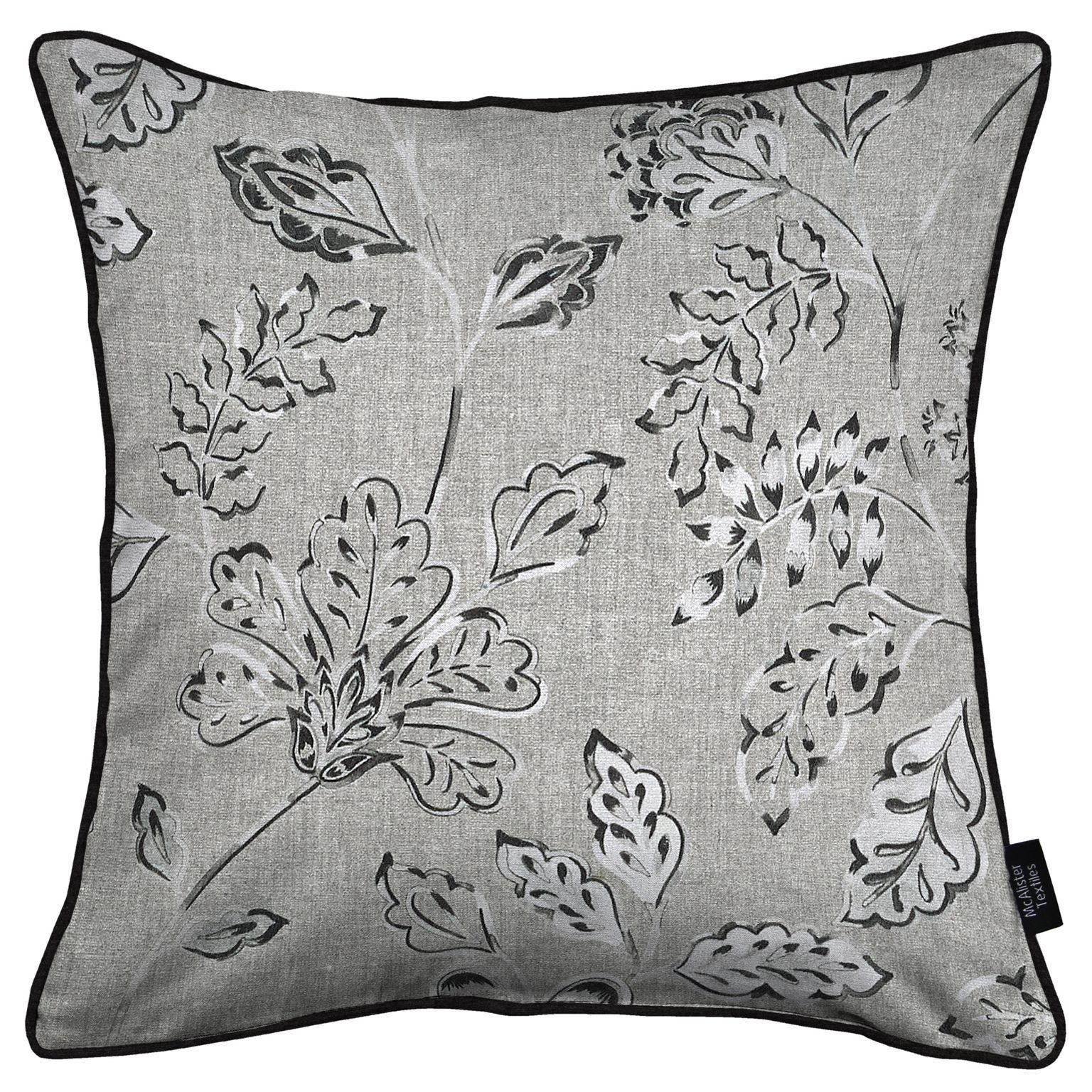 Eden Charcoal Grey Printed Cushions, Cover Only / 60cm x 60cm