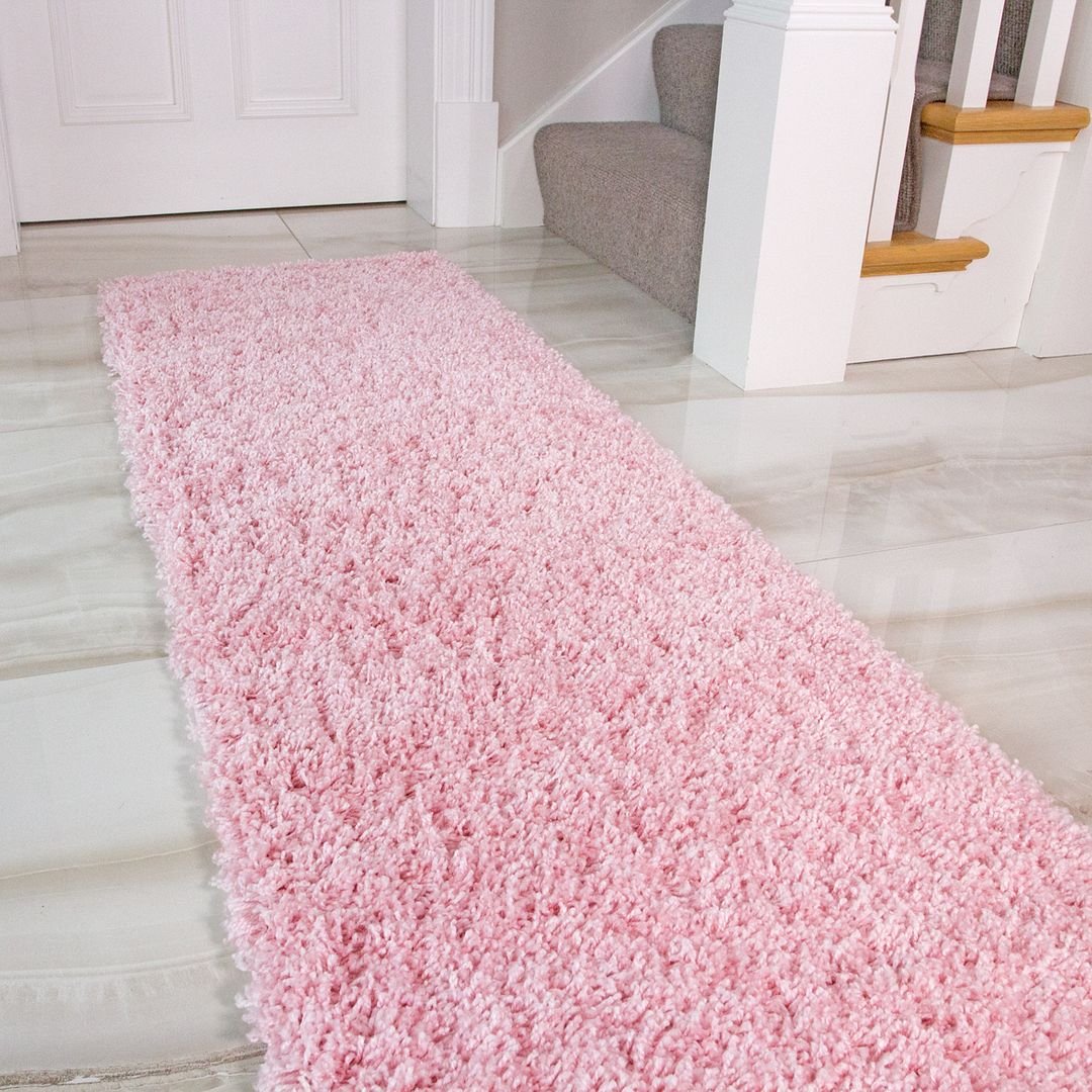 Baby Pink Shaggy Runner Rug - Vancouver