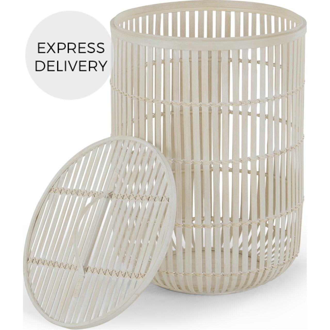 Kurino Laundry Basket with Lid, Natural Bamboo by