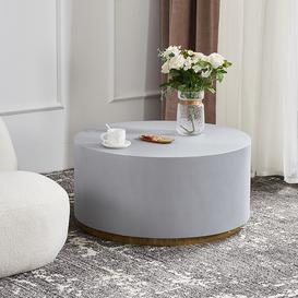 Ocement Industrial 800mm Coffee Table Round Cement-Like in Light Gray