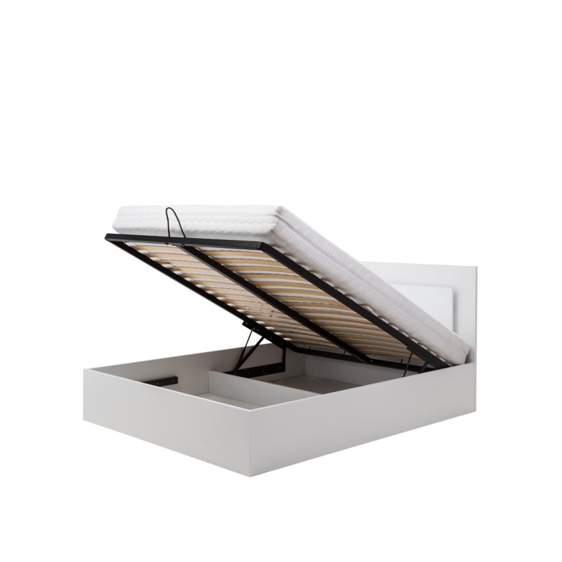 Siena Bed with LED with Storage - White Gloss 160 x 200cm Yes