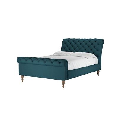 Knightsbridge Double Bed in Evergreen Brushed Linen Cotton - sofa.com