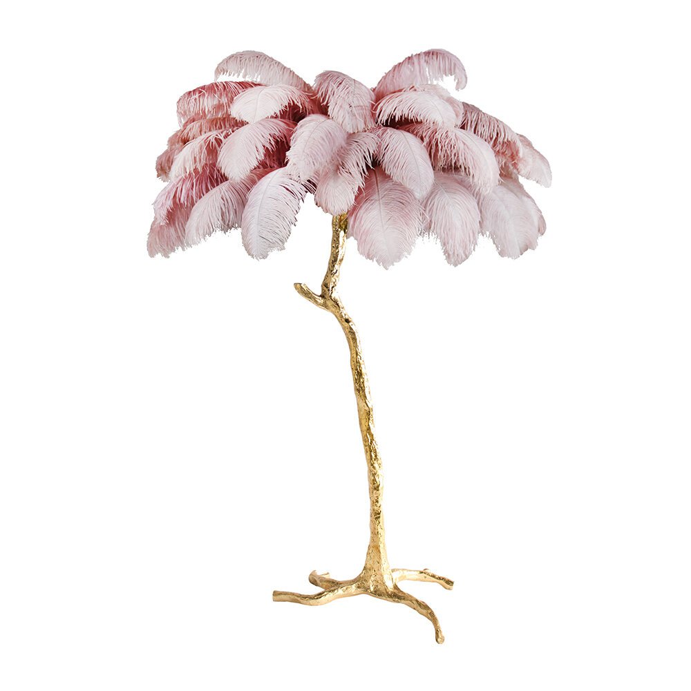 A Modern Grand Tour - Classic Plumes Gold Floor Lamp - Candy Floss