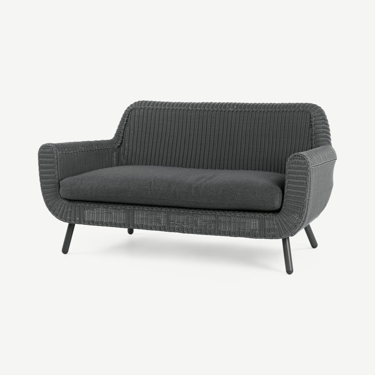 Jonah Garden 2 Seater Sofa, Dark Grey Poly Rattan