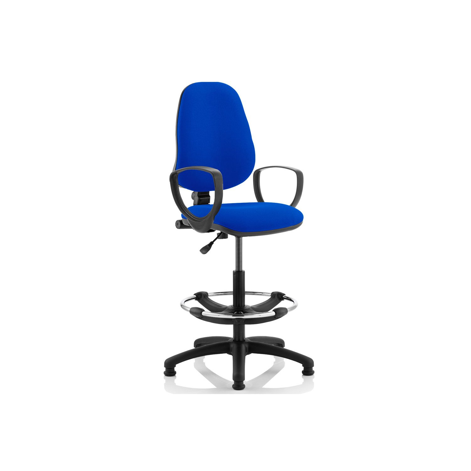 Lunar 1 Lever Draughtsman Chair (Fixed Arms), Blue