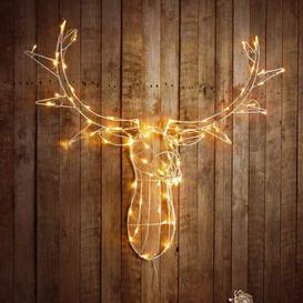Stags Head Metal Framed 80 LED's Lights Christmas Decoration
