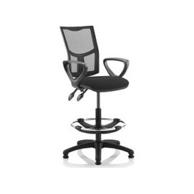 Lunar 2 Lever Mesh Back Draughtsman Chair (Fixed Arms), Black