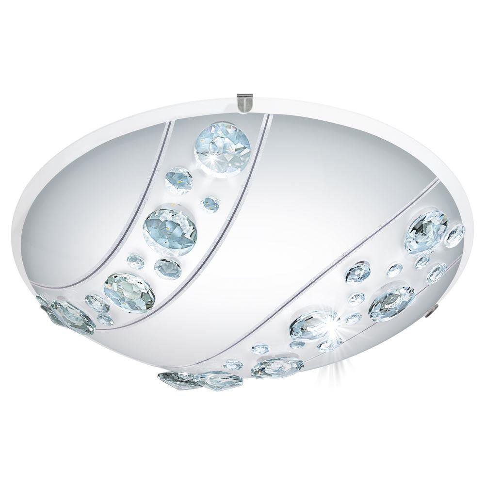 Eglo 95576 Nerini LED Round Wall/Ceiling Light In White And Glass With Crystals
