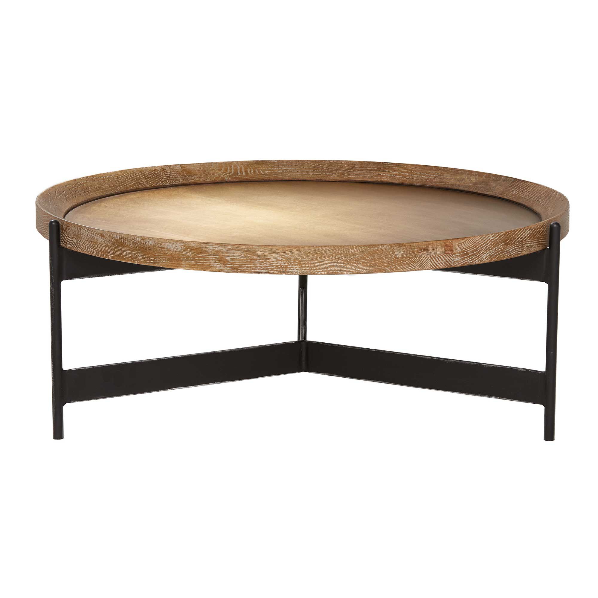 Zeke Round Coffee Table, Light Brass and Oak by Barker and Stonehouse ...