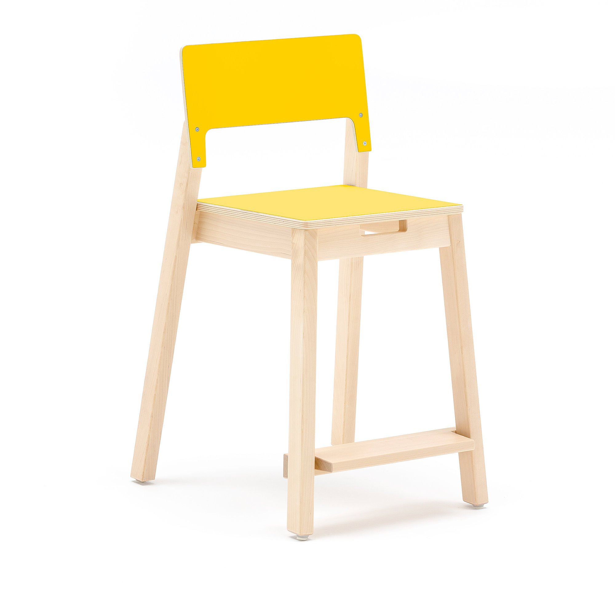 Tall children's chair LOVE, H 500 mm, birch, yellow laminate