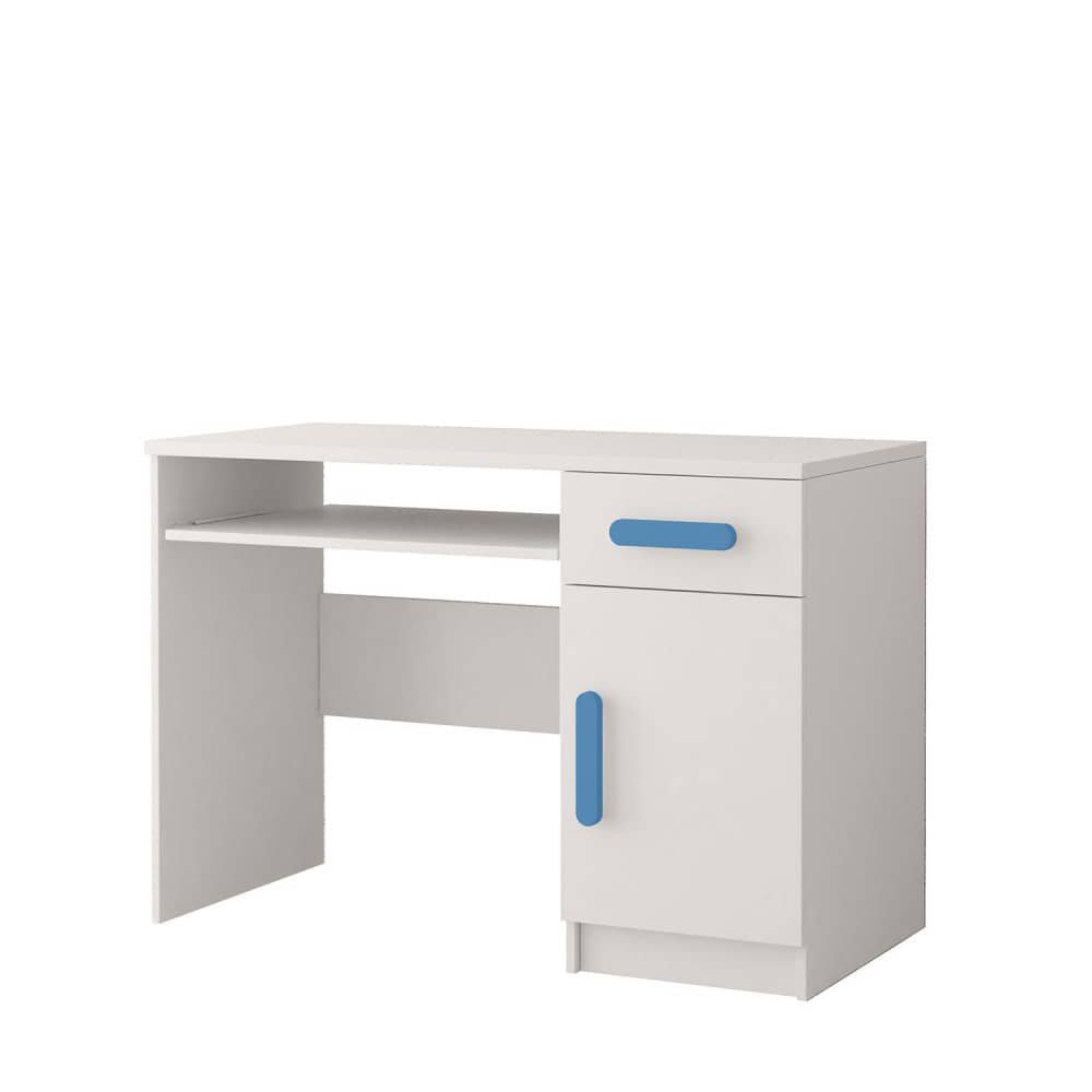 Smyk SM-08 Computer Desk - White Matt 110cm Blue