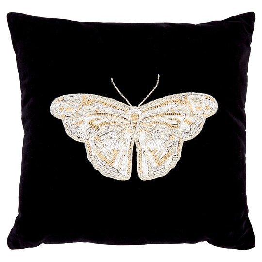 Fox & Ivy Pink Harmony Beaded Butterfly Cushion