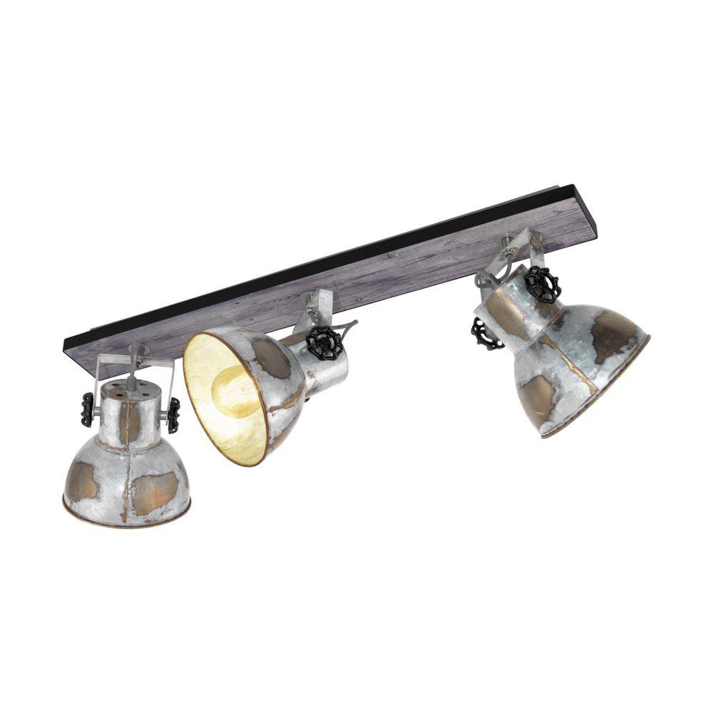 Eglo 49652 Barnstaple 3 Light Ceiling Spotlight In Steel And Wood