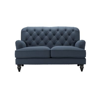 Snowdrop Button Back 2 Seat Sofa in Midnight Blue Brushed Linen Cotton - sofa.com