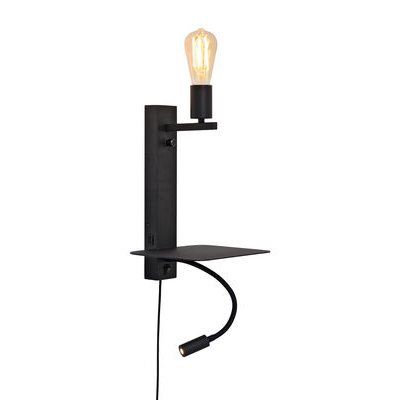 Florence Wall light with plug - / LED reading light, shelf & USB port by It's about Romi Black