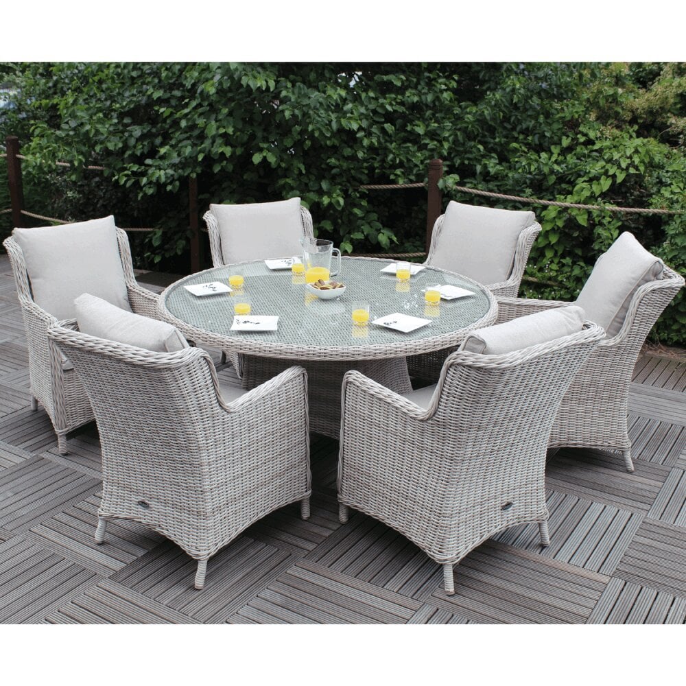 Royalcraft Garden Furniture Seyces, 6 Seater Round Dining Table And Chairs Garden