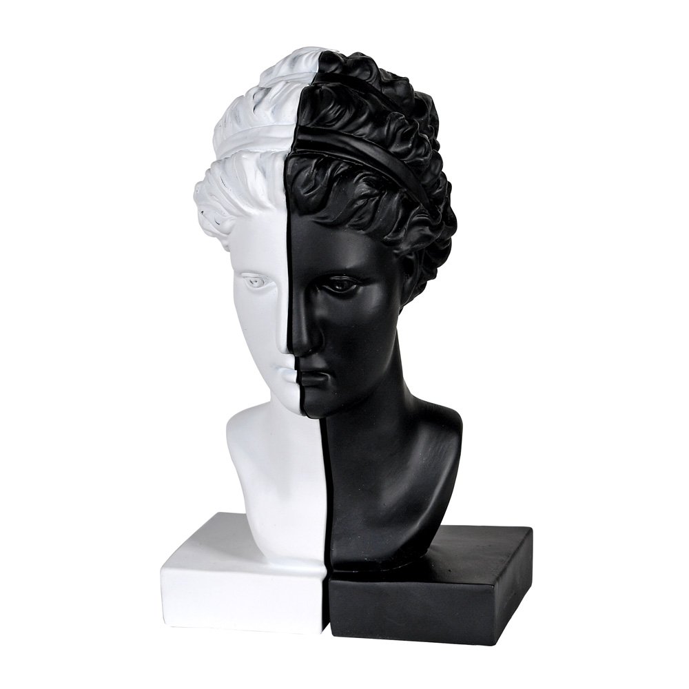 Melinoe Greek Goddess Bookends - Stylish Monochrome Grecian Bust Bookends