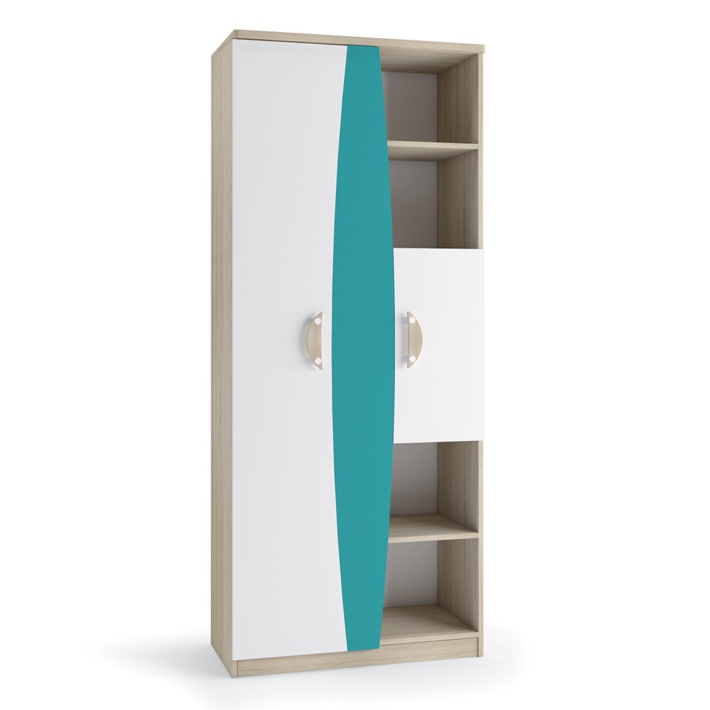 Tenu Tall Display Cabinet - Turquoise Oak Sonoma 80cm