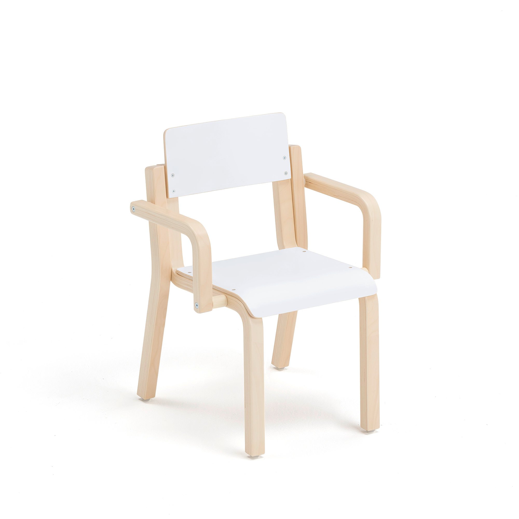 Children's chair DANTE with armrests, H 310 mm, birch, white laminate