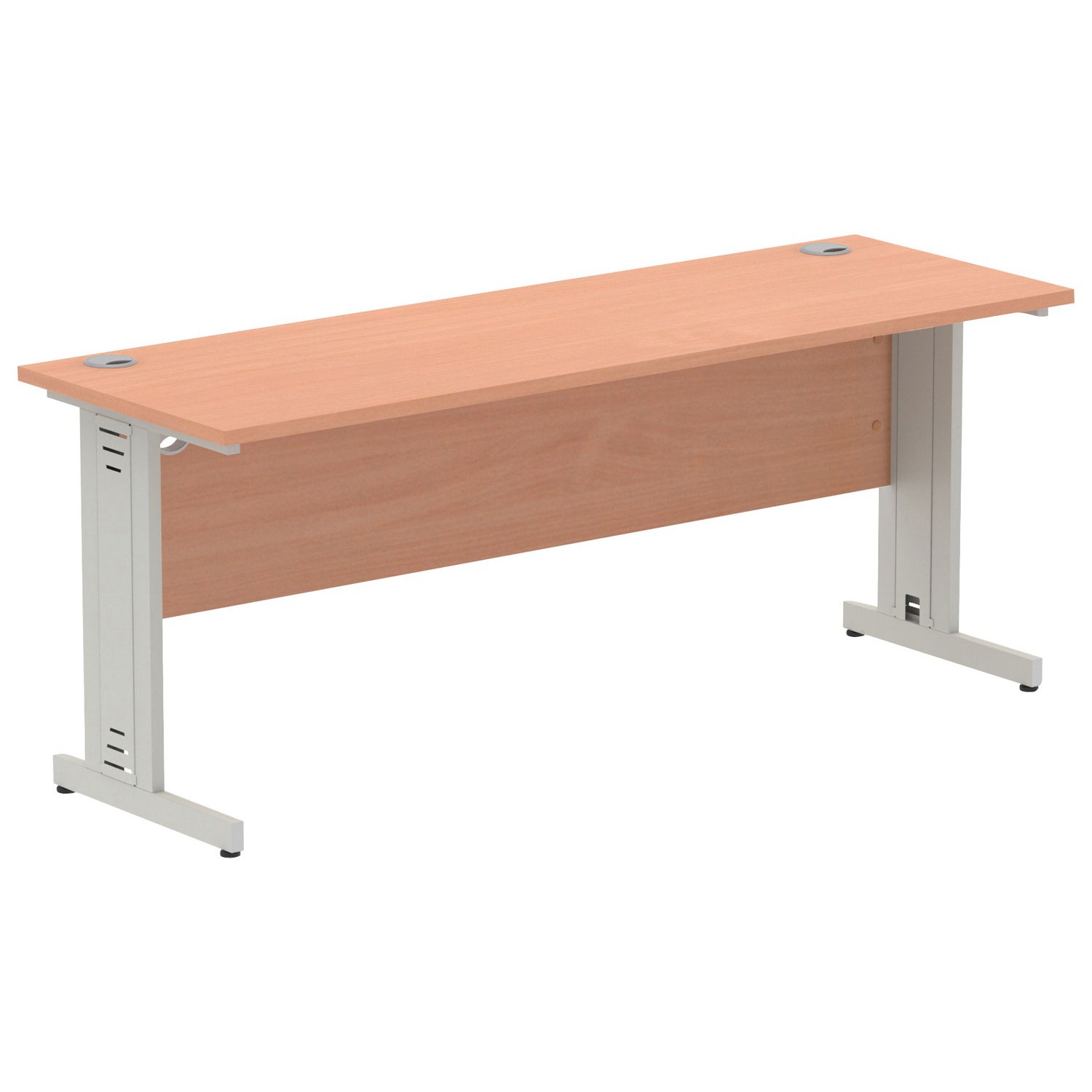 Vitali Deluxe Narrow Rectangular Desk (Silver Legs), 180wx60dx73h (cm), Beech