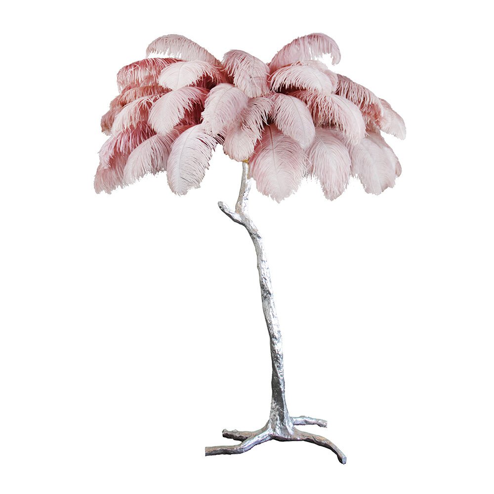A Modern Grand Tour - Classic Plumes Silver Floor Lamp - Candy Floss