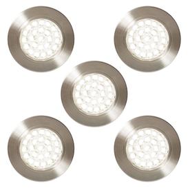 image-Pack of 5 Charles Circular Warm White LED Under Kitchen Cabinet Light - Satin Nickel