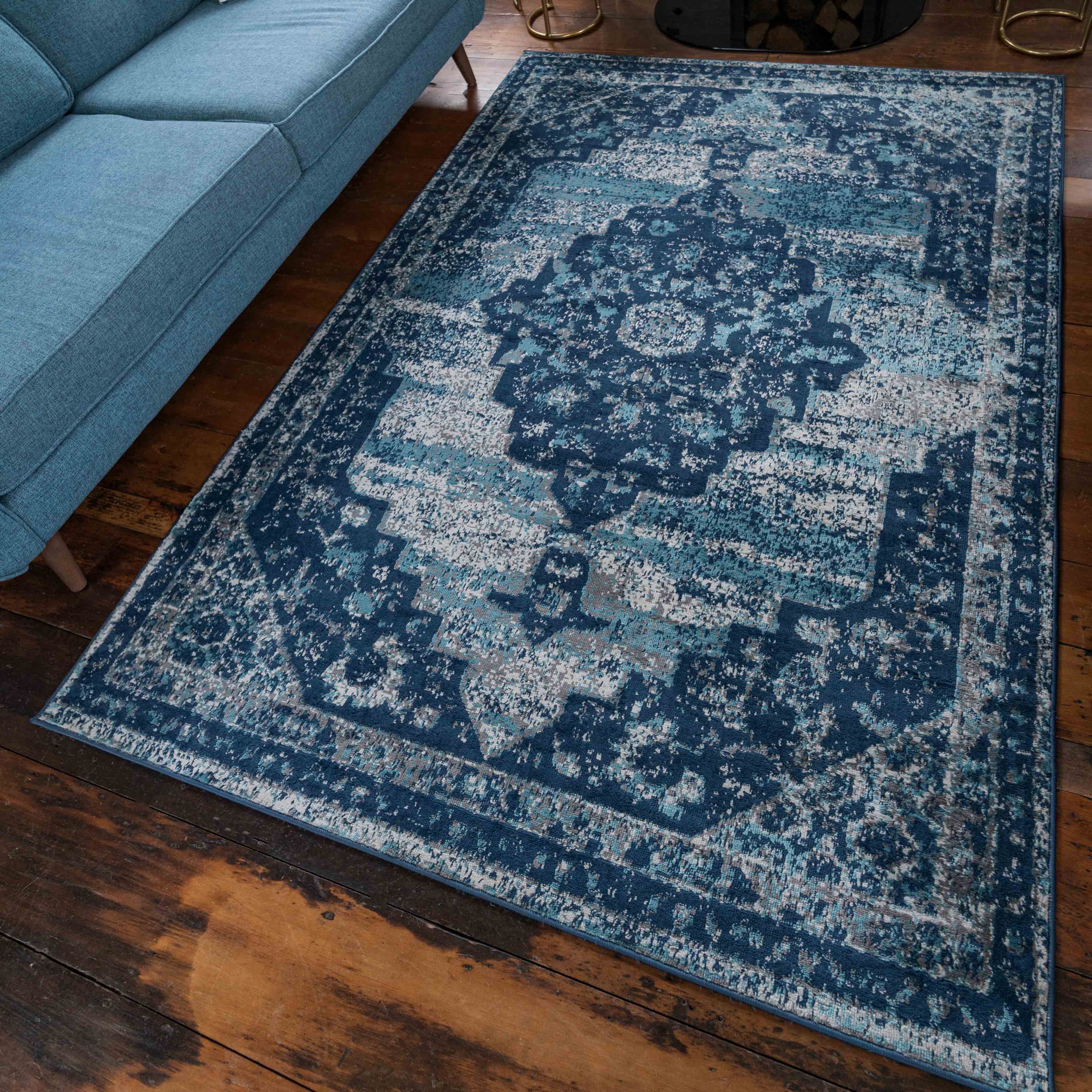 Faded Distressed Modern Oriental Pattern Rug - Choose Your Colour