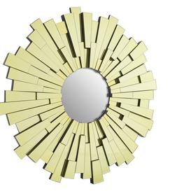 Sue Sunburst Wood Framed Wall Mounted Accent Mirror in Gold