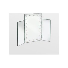 Trifold Mirror with Warm LED Lights