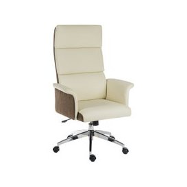 Panache High Back Executive Leather Look Chair Cream, Cream