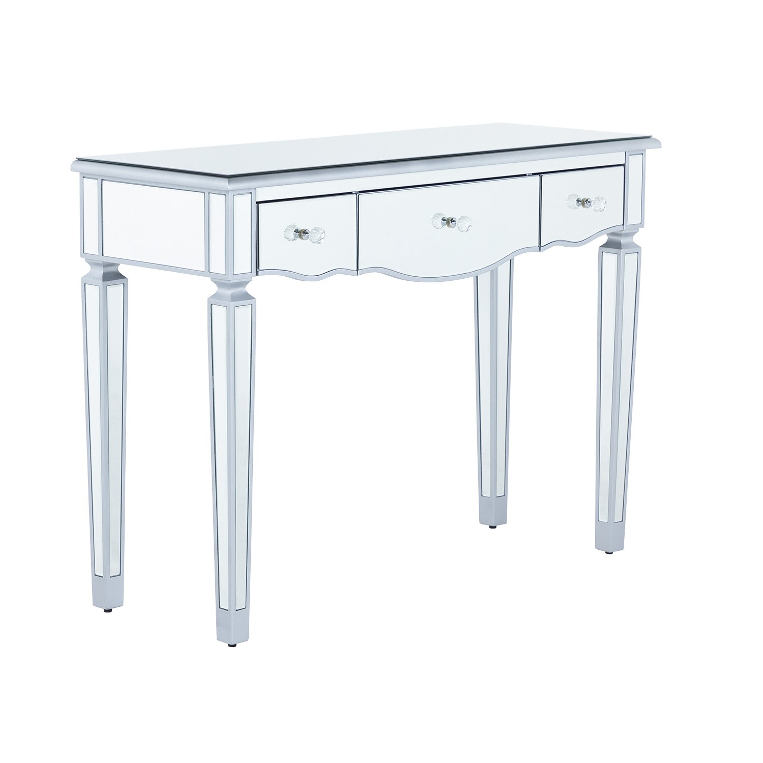 Silver Mirrored Console Table With 3 Drawers - Paris - image 1
