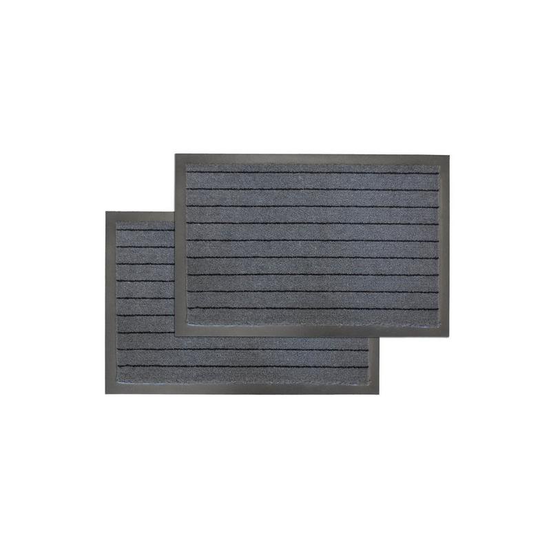 Pack of 2 Grey Linear Doormats