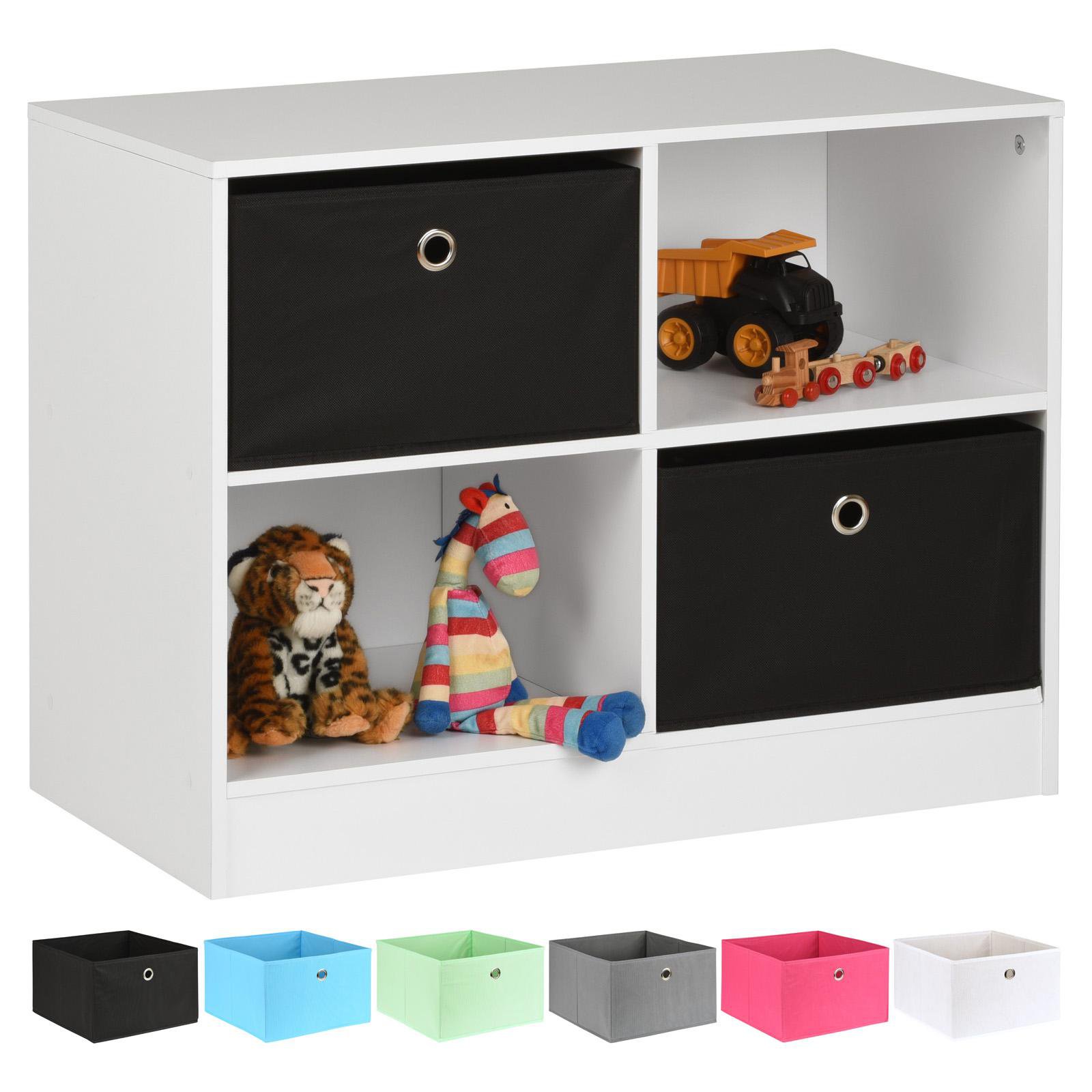Hartleys White 4 Cube Kids Storage Unit & 2 Easy Grasp Box Drawers - Black