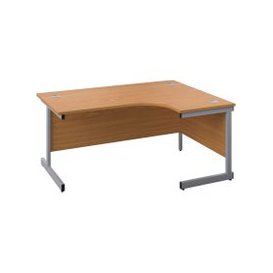 Progress I Right Hand Ergonomic Desk, 160wx120/80dx73h (cm), Silver/Nova Oak