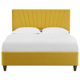 Lexie Mustard Yellow Velvet Upholstered Bed