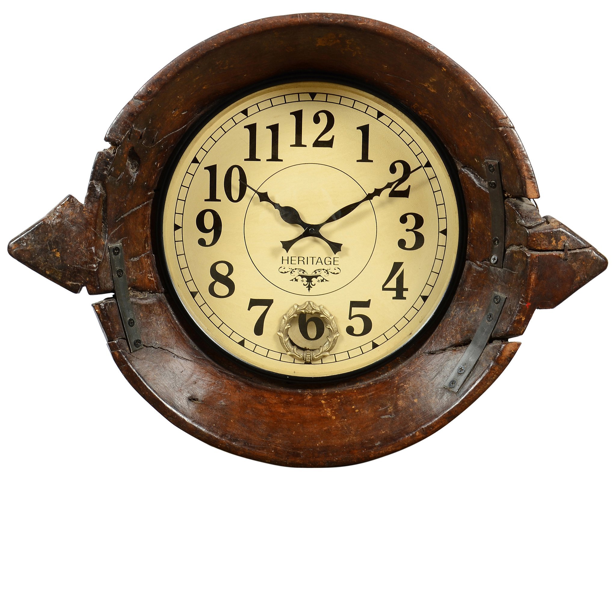 Upcycled Antique Parat Bowl Wall Clock with Pendulum