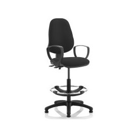Lunar 2 Lever Draughtsman Chair (Fixed Arms), Black