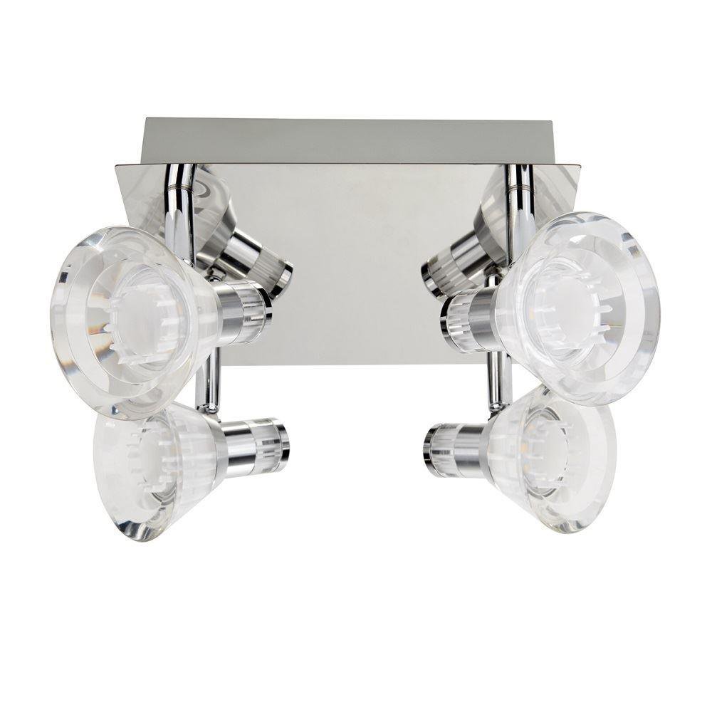 Searchlight 7474CC Dimmable 4 Light LED Square Spot Light In Chrome With Clear Shade