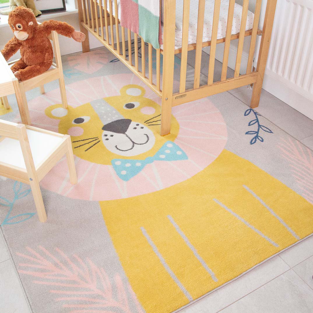 Fun Lion Jungle Soft Kids Bedroom Rugs - Nino