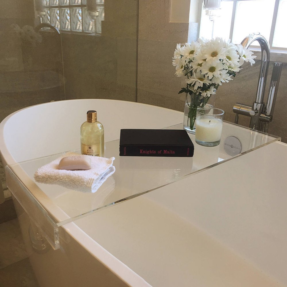 Acrylic Bath Tray Clear Bathroom Caddy Shelf