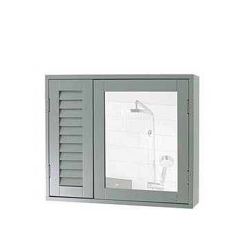 Lloyd Pascal Atlanta Mirrored Bathroom Wall Cabinet With Push Opening Doors - Grey