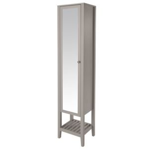 GoodHome Perma Satin Grey Tall Freestanding Mirrored Door Bathroom Cabinet (W)400mm (H)1850mm