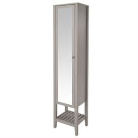 GoodHome Perma Satin Grey Tall Freestanding Mirrored Door Bathroom Cabinet (W)402mm (H)1850mm