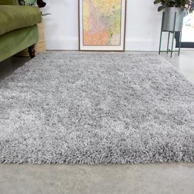 Super Soft Luxury Silver Shaggy Rug - Aspen - 60cm x 110cm