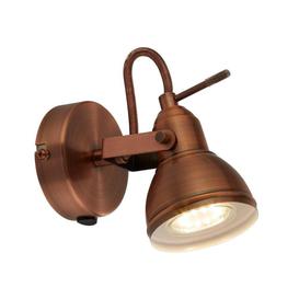 Retro/Industrial Antique Brushed Copper Single 1 Way Wall Spot Light - LED Compatible
