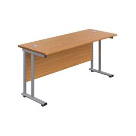Proteus Double C-Leg Rectangular Desk, 120wx80dx73h (cm), Silver/Oak