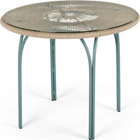 Lyra Garden 4 seater Round Dining Table, Grey and Blue
